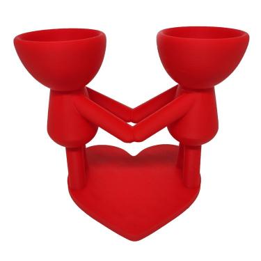 Imagem de Vaso Namorados Duplo 19 Cm Suculentas Decoração Vaso 3d Decorativo Vermelho