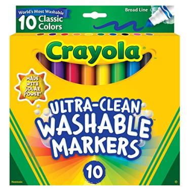 Imagem de Crayola Marcadores laváveis Ultraclean de linha ampla, cor máxima, 10 unidades