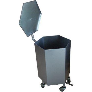 Imagem de Carro Detritos Inox Fritomaq 80 L Tampa Pedal Rodas