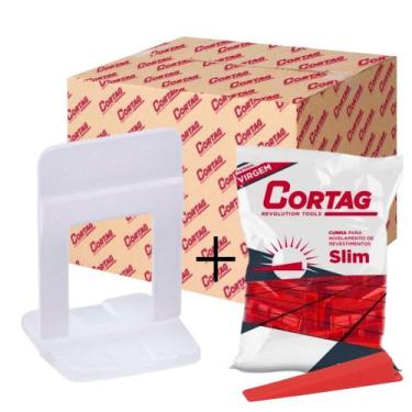 Imagem de Nivelador Espaçador Porcelanato Slim 2mm 1000 + 100 Cunha - CORTAG