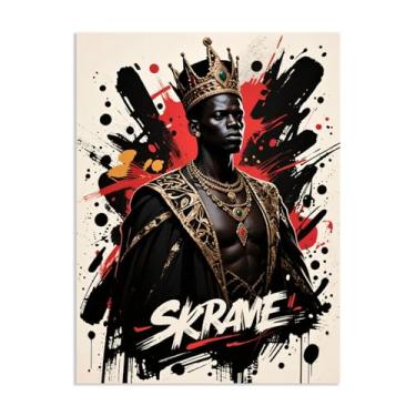 Imagem de SDYJ6GSW Arte de parede de homem negro, arte de parede afro-americana, motivacional, rei preto, decoração de quarto, para homens, pintura moderna em tela, decoração de casa, 40 x 30 cm (16 x 12 pol