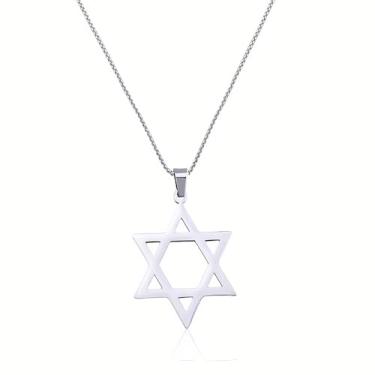Imagem de Sudaporn Colar de estrela de Davi, pingente hexagrama, estrela, presente religioso, judaico, aço inoxidável, colar de proteção para presente judaico, Small, Aço inoxidável, Sem Pedra Preciosa