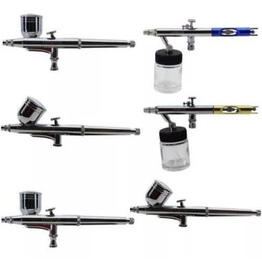 Imagem de Kit  06 aerógrafo dupla ação profissional gravidade sucção 0,25mm 0,3m