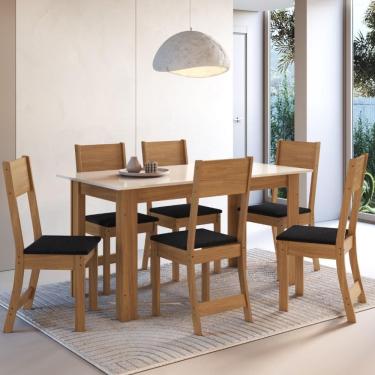 Imagem de Conjunto Sala de Jantar Fidelitá Veneza Com 6 Cadeiras Freijó/Off-White Assento Preto