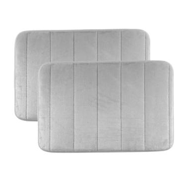 Imagem de KIT 2 Tapetes Antiderrapante Banheiro Super Soft | Tapete Banheiro Box ou Banheira | Tapete Para Banheiro Multiuso Decoração Quarto (Bege) (CINZA)