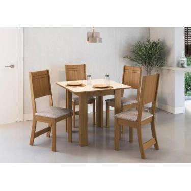 Imagem de Conjunto Sala de Jantar Fidelitá Pequim Com 4 Cadeiras Freijó/Off-Whit