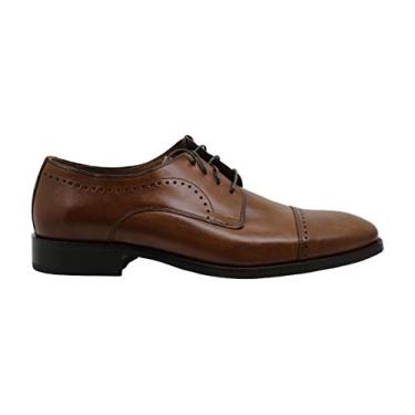 Imagem de Johnston & Murphy Sapato Oxford masculino Sanborn de couro casual com cadarço, Couro de flor integral caramelo, 44
