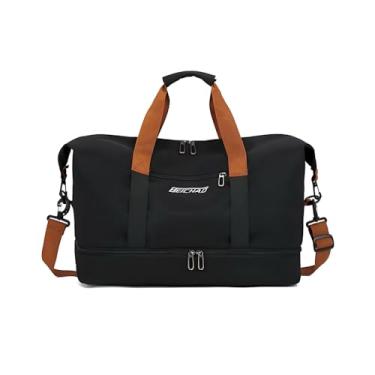 Imagem de Bolsa Mala de Viagem e Academia Grande Capacidade Portátil, Leve, Transversal, Casual Unissex para Fitness, Natação, Camping e Uso Diário (Preto)