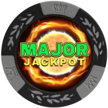 Imagem de Lucky Major Chip - Fireball Clay Poker Chip Slot Machines Casino Gambling Major Jackpot (Fireball, Cinza)