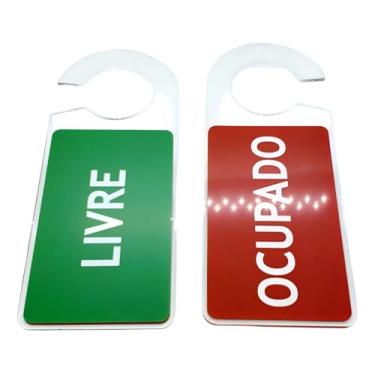 Imagem de Placa Sinalizadora Acrílica Livre/Ocupado para Maçaneta, Dupla Face, 3mm de Espessura, Transparente