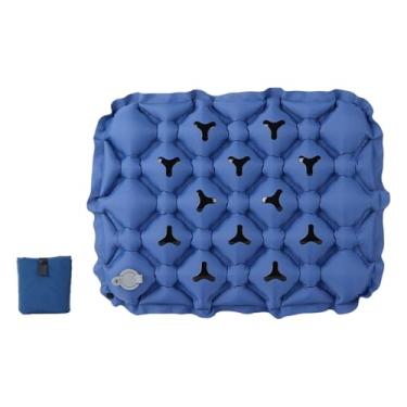 Imagem de Generic Almofada de assento inflável, suporte para tapete confortável com bolsa de armazenamento, almofada dobrável, de assento de ar para viagens em estádios, Azul