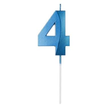 Imagem de Vela de Aniversario Design Azul Perolizada (Numero 4)