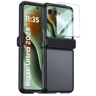 Imagem de HAOMRIYL Capa para Motorola Razr 60 Ultra/60, protetor de tela integrado à prova de choque translúcido PC capa protetora com dobradiça fina, preta, 60