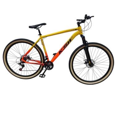 Imagem de Bicicleta Aro 29 Ksw Adulto 21 velocidades Suspensão Dianteira 80mm Pneu Faixa Amarelo (Amarelo/laranja/Preto, 17)