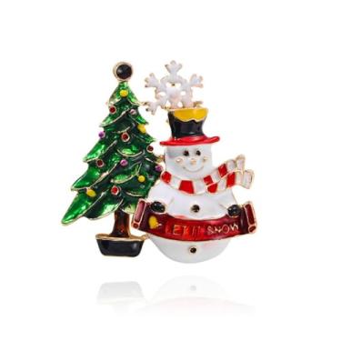 Imagem de LPYO Broche de Natal para mulheres, strass, cristal, árvore de Natal, guirlanda, boneco de neve, rena, trenó, Papai Noel, luva para bota, bengala doce, joias decorativas, broche, acessórios de