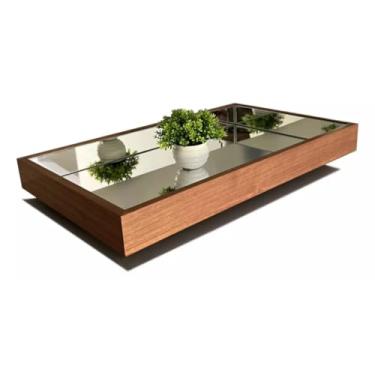 Imagem de Bandeja Espelhada Flutuante Decorativa Mesa Bar Aparado 50X30CM(Madeira lâminada)