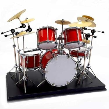 Imagem de Miniatura Decorativa de Bateria Musical, 12 Peças, Escala 1:6, Plástico, Vermelho