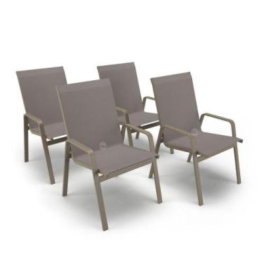 Imagem de Kit 4 Cadeiras Riviera Piscina Alumínio Fendi Tela Fendi - Aluv Móveis