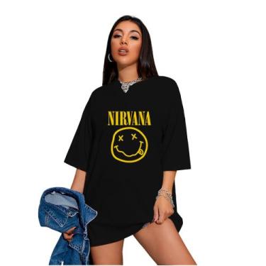 Imagem de Camiseta Oversized Feminina Banda Nirvana - FSL.CONF, Preto, M