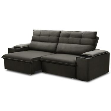 Imagem de Sofá Retrátil Reclinável Para Sala 3 Lugares 245cm Gordon F04 Veludo Marrom Escuro - Lyam Decor