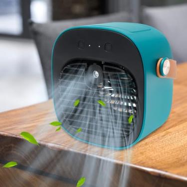 Imagem de ZJRDYYK Ventilador de resfriamento portátil de ar condicionado, mini ventilador de ar condicionado pessoal recarregável por USB, ventilador de ar portátil para escritório, casa, quarto, carro