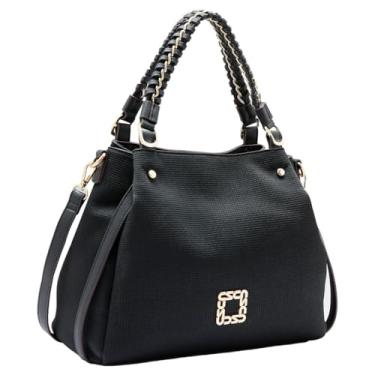 Imagem de Bolsa de Ombro e Transversal Feminina Clássico Elegante Três Divisórias Espaçosa Com Corrente Chenson Preto