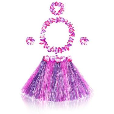 Imagem de Conjunto de fantasias JDS Girl's Hawaiian Hula Grass Saia da Fortuning
