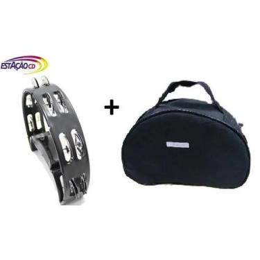 Imagem de Pandeiro meia lua / Pandeirola Pro Fire - Preto + Capa - SPANKING