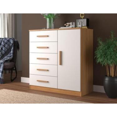 Imagem de Comoda Sapateira New Monaco 1 Porta 5 Gavetas - Evidencia Moveis, Bran