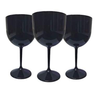 Imagem de Kit 25 Taças de Gin Acrílico Solido Preto 450ml p/ Festas Eventos Casa