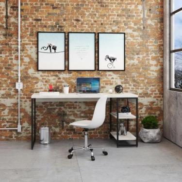 Imagem de Mesa c/Estante Baixa 150X64X75cm C/02 Prateleiras - Metalig, Snow