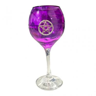 Imagem de Cálice Roxo para Altar 20 cm Pentagrama em vidro 400 ml