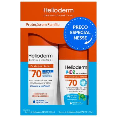Imagem de Kit Helioderm Família Protetor Solar Corporal FPS70 200ml + Protetor Solar Kids FPS70 120ml