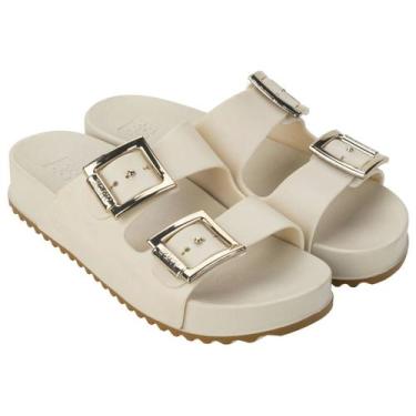Imagem de Sandalia Zaxy Partner Fivelas  Papete   Feminina, Off white, 35