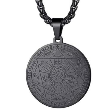 Imagem de Colar masculino com pingente de amuleto feminino com pingente de amuleto de aço inoxidável 61 cm, one size, Titânio, Sem Pedra Preciosa