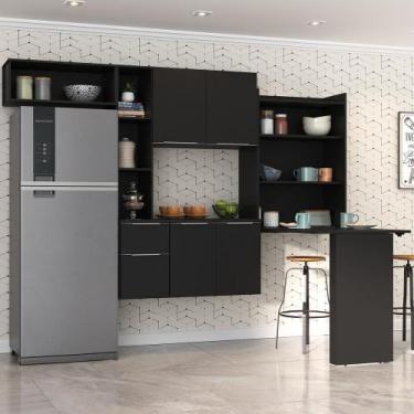 Imagem de Cozinha Compacta Com Mesa Dobrável Sofia Multimóveis Preta - MULTIMOVE