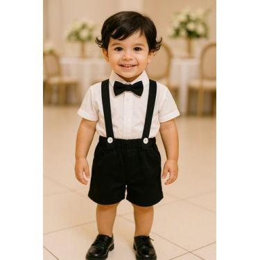 Imagem de Conjunto Infantil Menino Mauricinho Camisa Social Com Gravata Mais Sho