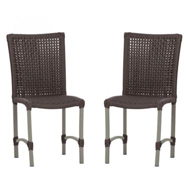 Imagem de 2 Cadeiras De Jantar Cannes De Alumínio Pintura Fendi Trama Marrom