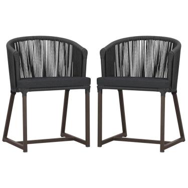 Imagem de 2 Cadeiras De Jantar Noronha Marrom Corda Náutica E11 Trama Preto