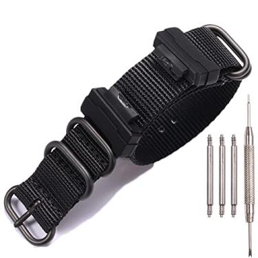 Imagem de XBHWS Adaptador de pulseira de nylon compatível com Casio G-Shock série 16 mm GA110 100 700 DW-5600 GWM-5610 GD120 pulseiras de substituição para relógio masculino - Preto