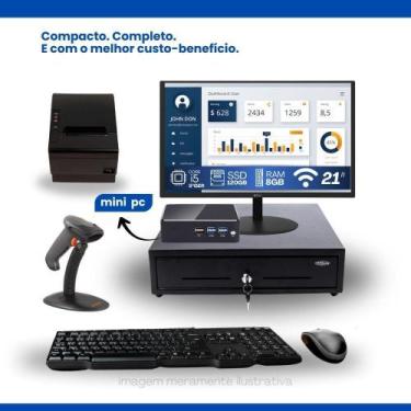 Imagem de Kit Automação Mini PC TOB i5-5200u 8GB SSD 120GB Rede s/fio Monitor 21
