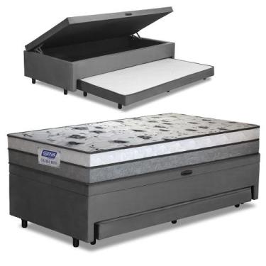 Imagem de Cama Bibox Baú com Colchão Fort Solteiro e Cama Auxiliar Conjugada 88x