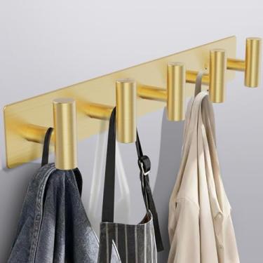 Imagem de Bntuk Suporte de parede para casacos, toalheiros para banheiro com 5 ganchos para roupões, bolsas, chaves, suporte para chapéus para parede, ganchos para banheiro, organizador de casa, apartamento
