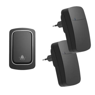 Imagem de Campainha Residencial Sem Fio Dupla, Autoalimentada, Alcance 150m, 38 Melodias, IP44 à Prova de Respingos, 4 Níveis de Volume, Para Casa e Escritório