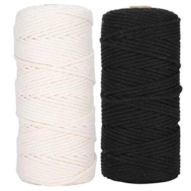 Imagem de Fio trançado fio de renda corda de algodão 3mm fio único macio forte resistente ao desgaste para artesanato diy decorações de casamento cabides de plantas 100 metros 2 peças