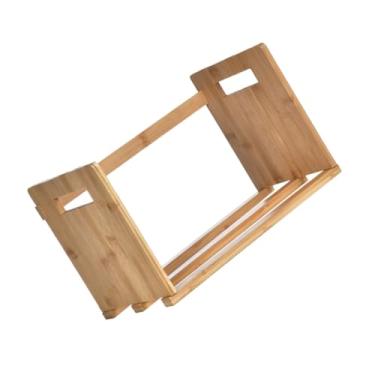 Imagem de Retractable Bookend Desktop Organizer Polished Wood Bookshelf with Double-Sided Handles for Home Office Safe and Stylish Book Storage Shelf for Neat Desktop Decor