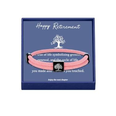 Imagem de Pulseira Happy Retirement com árvore da vida, presentes exclusivos de aposentadoria para mulheres, homens, mãe, tia, avó, professor, chefe, colega de trabalho, One Size, Aço inoxidável, aço inoxidável