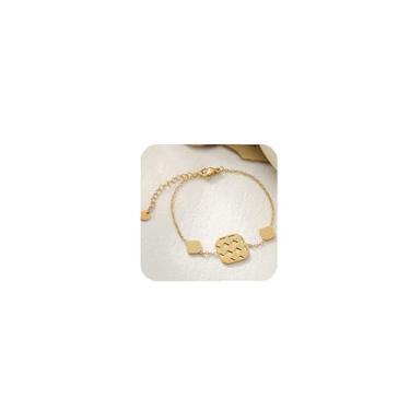 Imagem de Pulseira feminina de trevo de quatro folhas, banhado a ouro 18K, aço inoxidável, elos da sorte, trevo de 4 folhas, delicada, corrente ajustável, pulseiras de joias para mulheres e esposas
