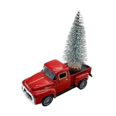 Imagem de Fenteer Estátua de caminhão em forma de árvore de Natal, enfeite natalino, estatueta colecionável, obra de arte em resina e madeira, escultura para escritório, Árvore de Prata