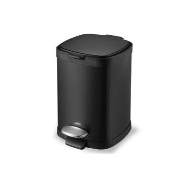 Imagem de Lixeira Com Pedal Frame Inox Preta 12 Litros - Brinox